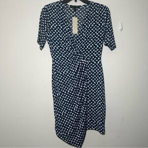 Banana Republic Patterned Rusched Faux Wrap Dress Size XS Petite